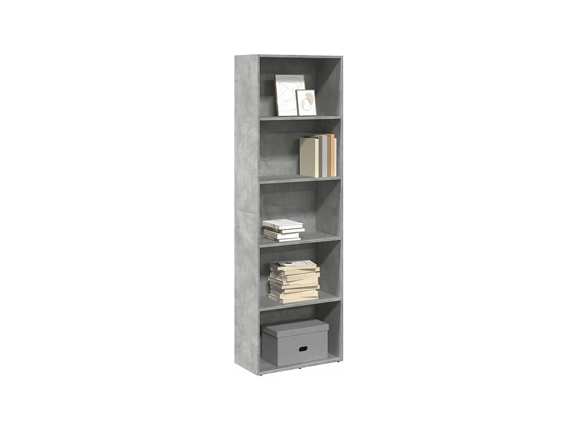 Bibliothèque gris béton 60x30x189 bois d'ingénierie