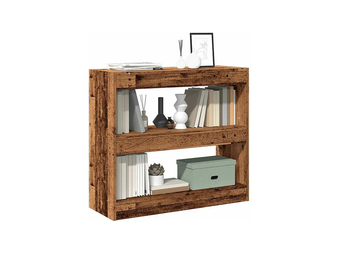 Bibliothèque-Séparateur de pièce vieux bois 80x30x72