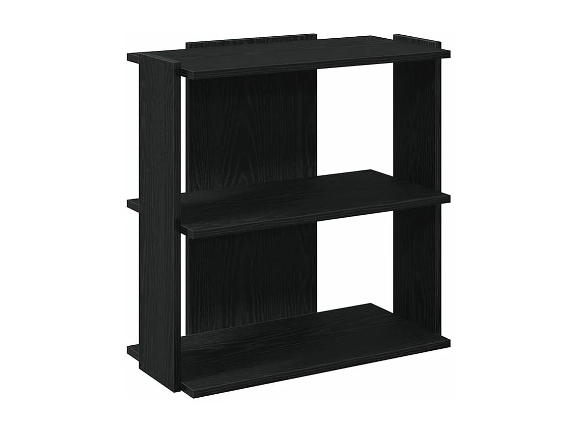 Bibliothèque à 3 niveaux noir 60x30x60 bois d'ingénierie