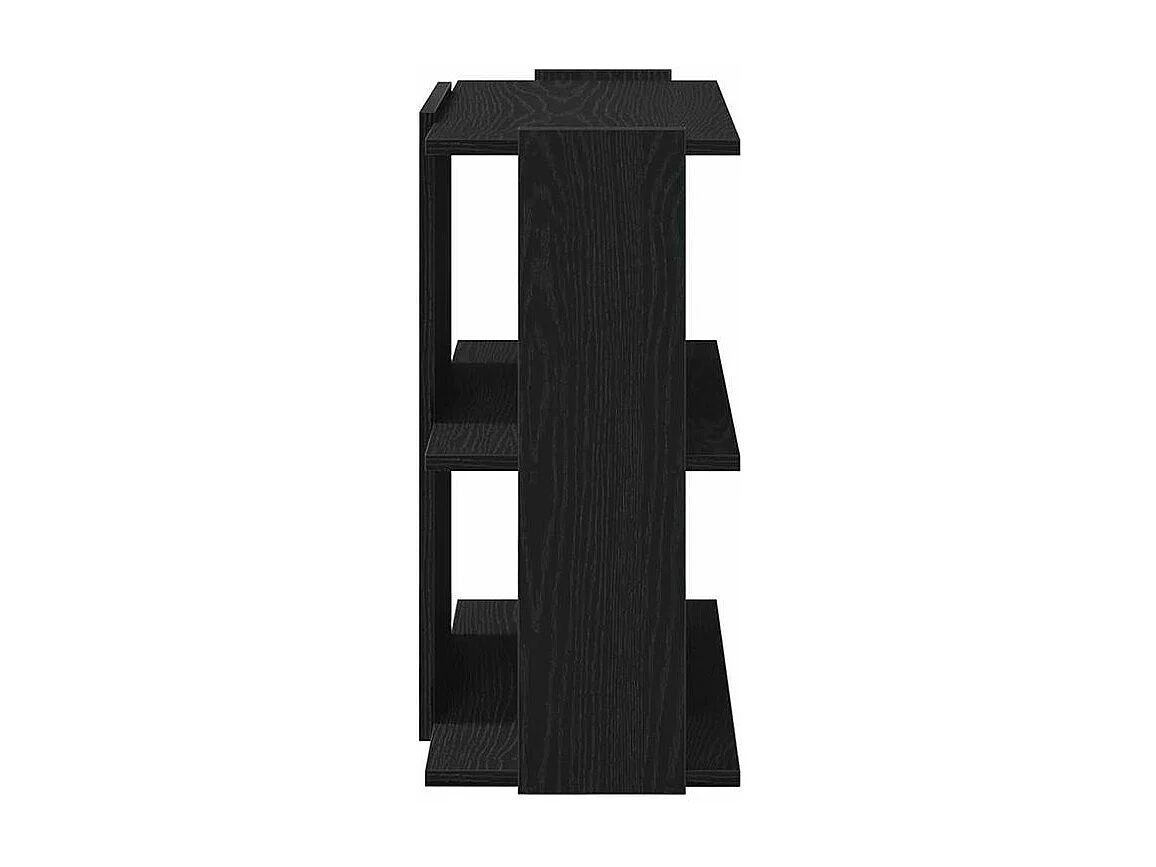 Bibliothèque à 3 niveaux noir 60x30x60 bois d'ingénierie