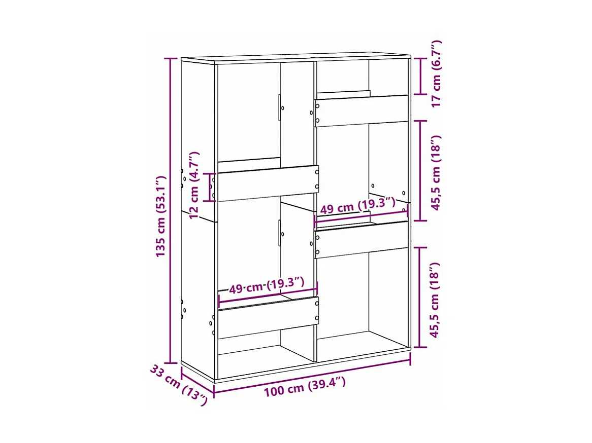 Cloison de séparation sonoma gris 100x33x135 bois ingénierie