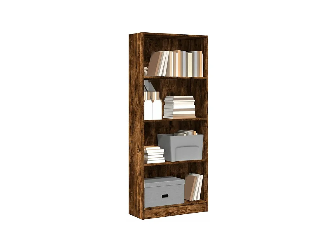 Bibliothèque chêne fumé 60x24x143 bois d'ingénierie