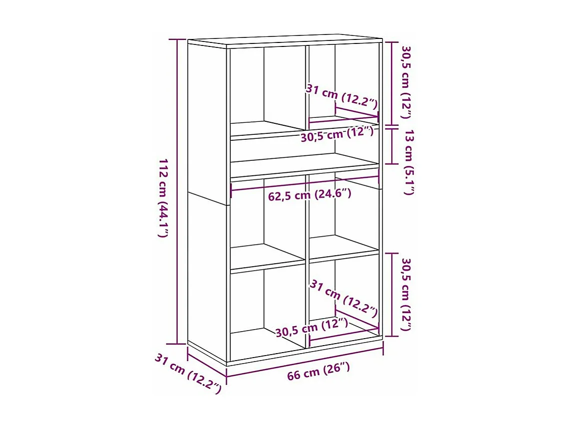 Bibliothèque blanc 66x31x112 bois d'ingénierie