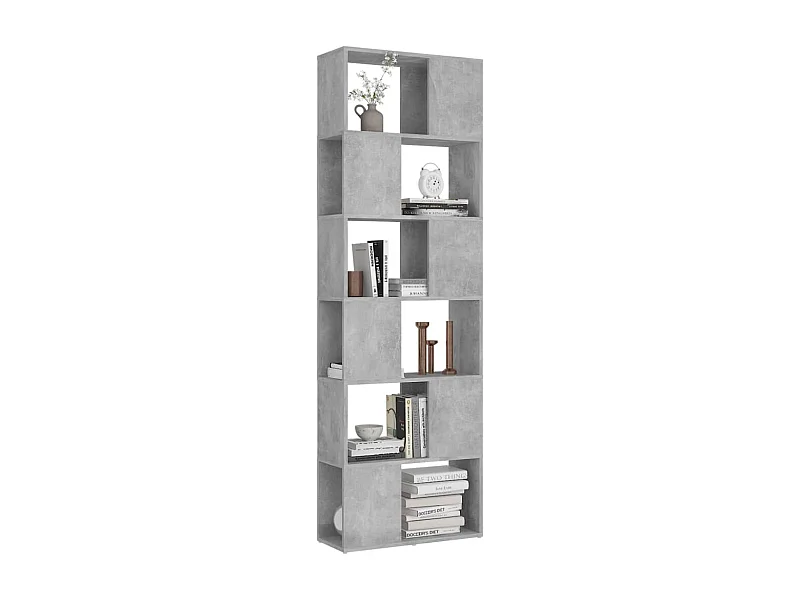Bibliothèque séparateur en bois Mikola 60cm - Simple et moderne-Couleur Gris béton