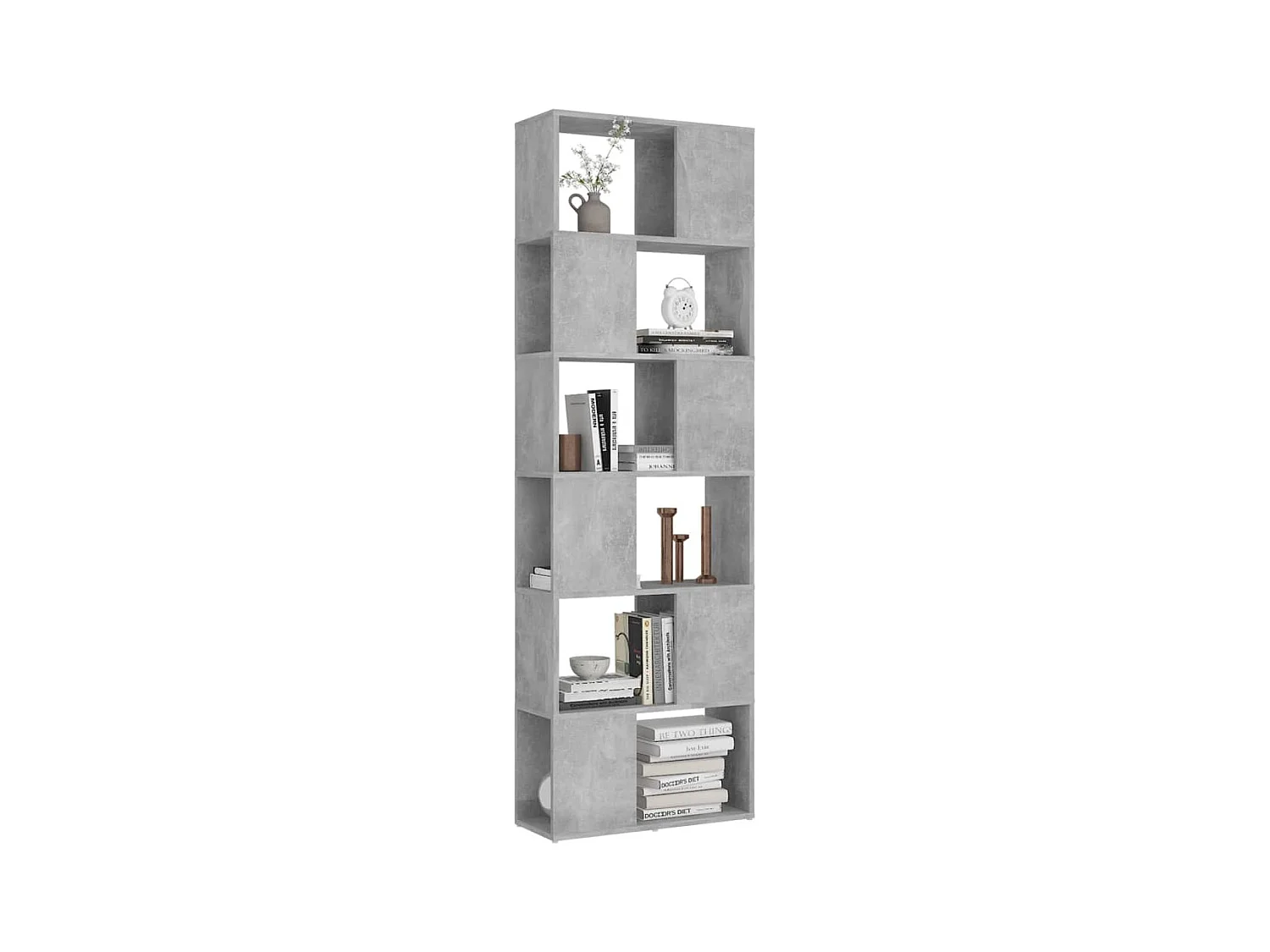 Bibliothèque séparateur en bois Mikola 60cm - Simple et moderne-Couleur Gris béton