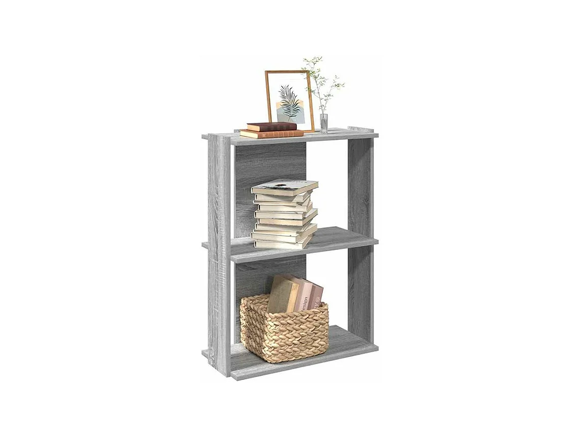 Bibliothèque 3 niveaux sonoma gris 60x30x80 bois d'ingénierie