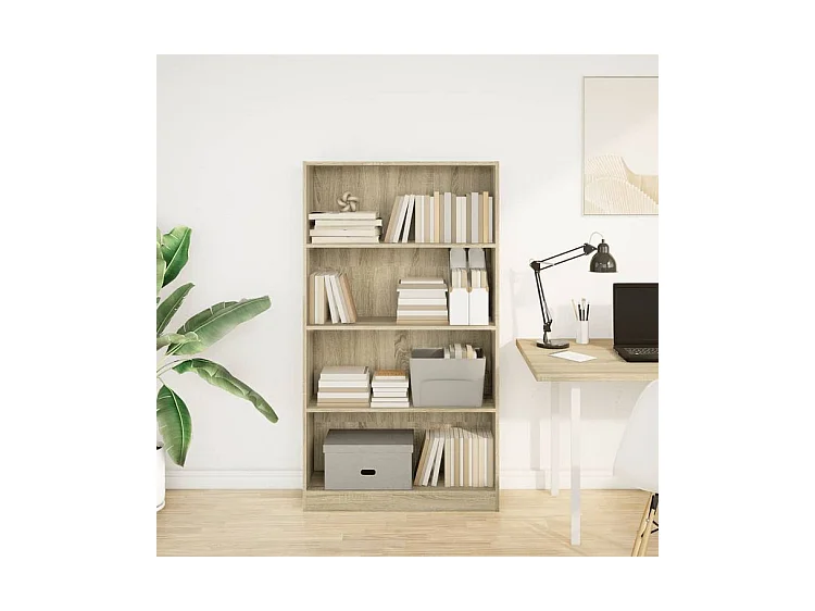 Bibliothèque chêne sonoma 80x24x143 bois d'ingénierie