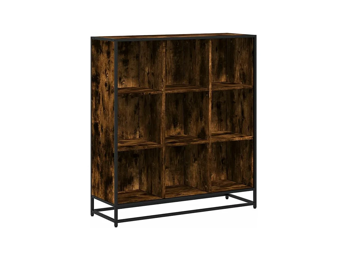 Bibliothèque chêne fumé 97,5x33x107,5 bois d'ingénierie métal