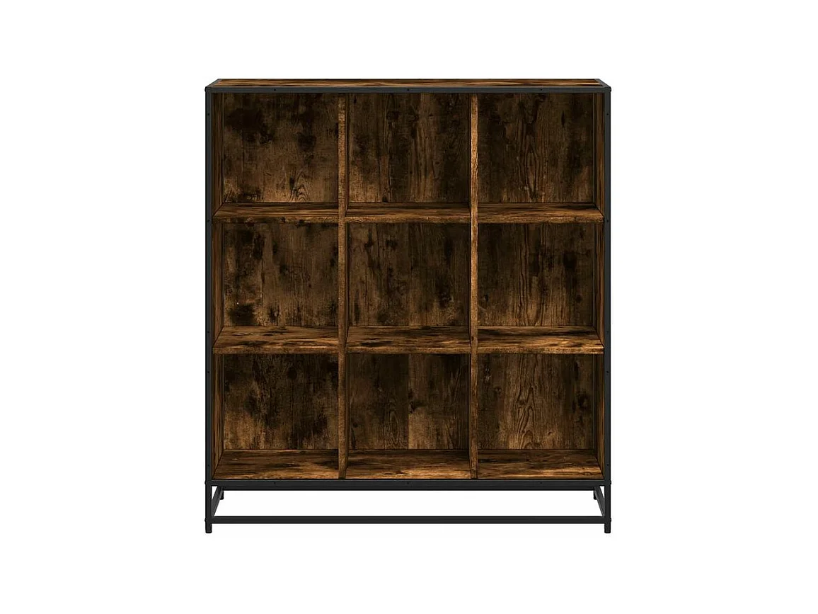 Bibliothèque chêne fumé 97,5x33x107,5 bois d'ingénierie métal