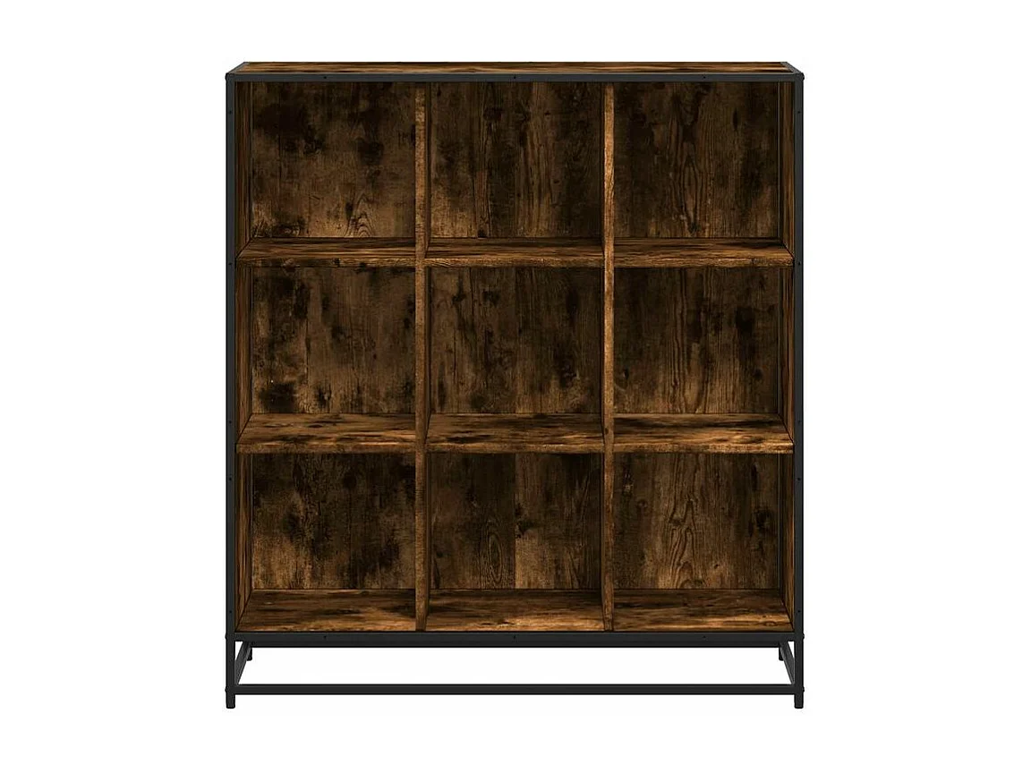 Bibliothèque chêne fumé 97,5x33x107,5 bois d'ingénierie métal