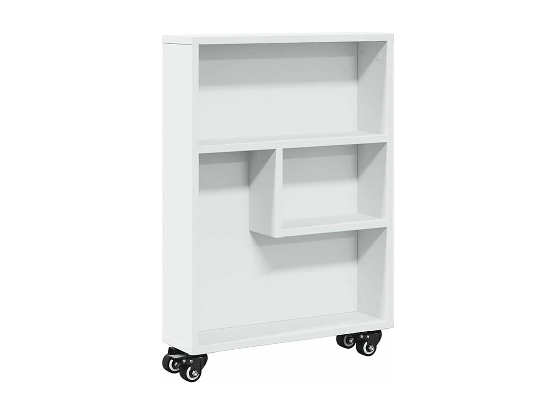 Chariot de rangement étroit blanc 48x13x68 bois d'ingénierie