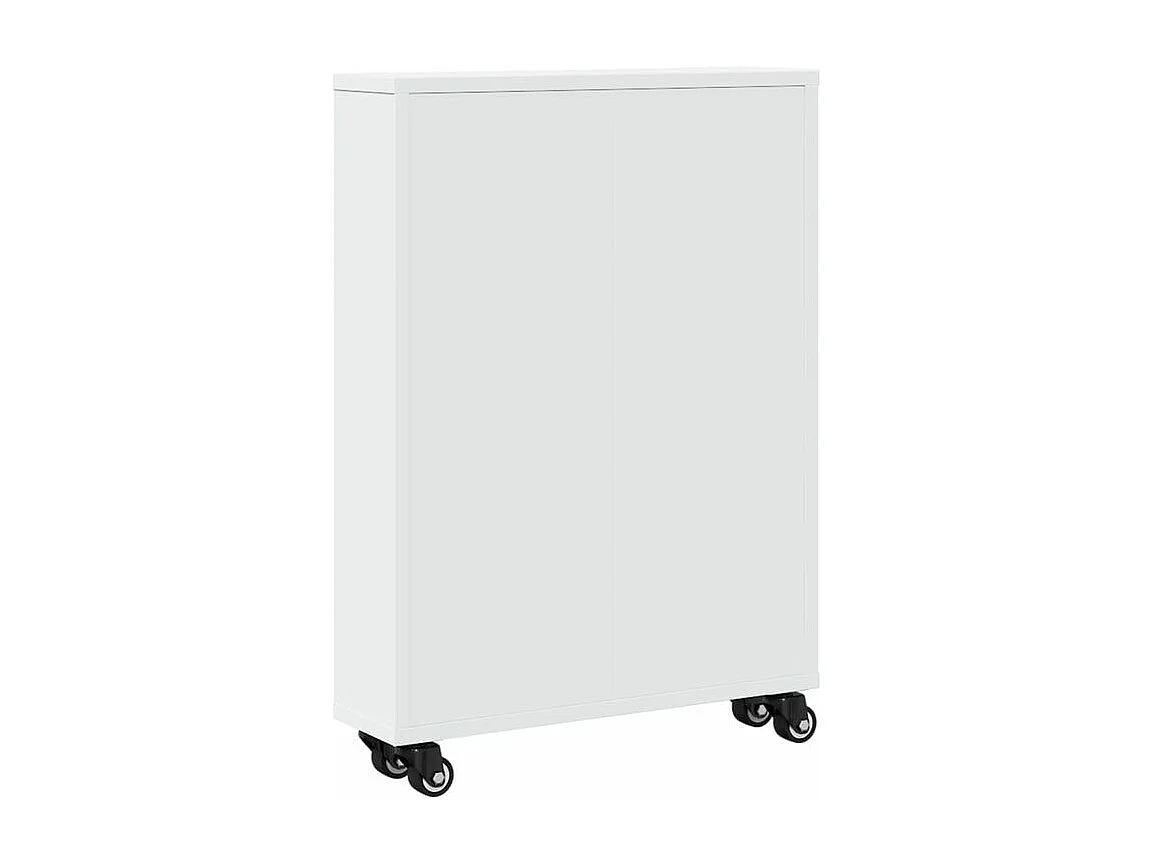 Chariot de rangement étroit blanc 48x13x68 bois d'ingénierie