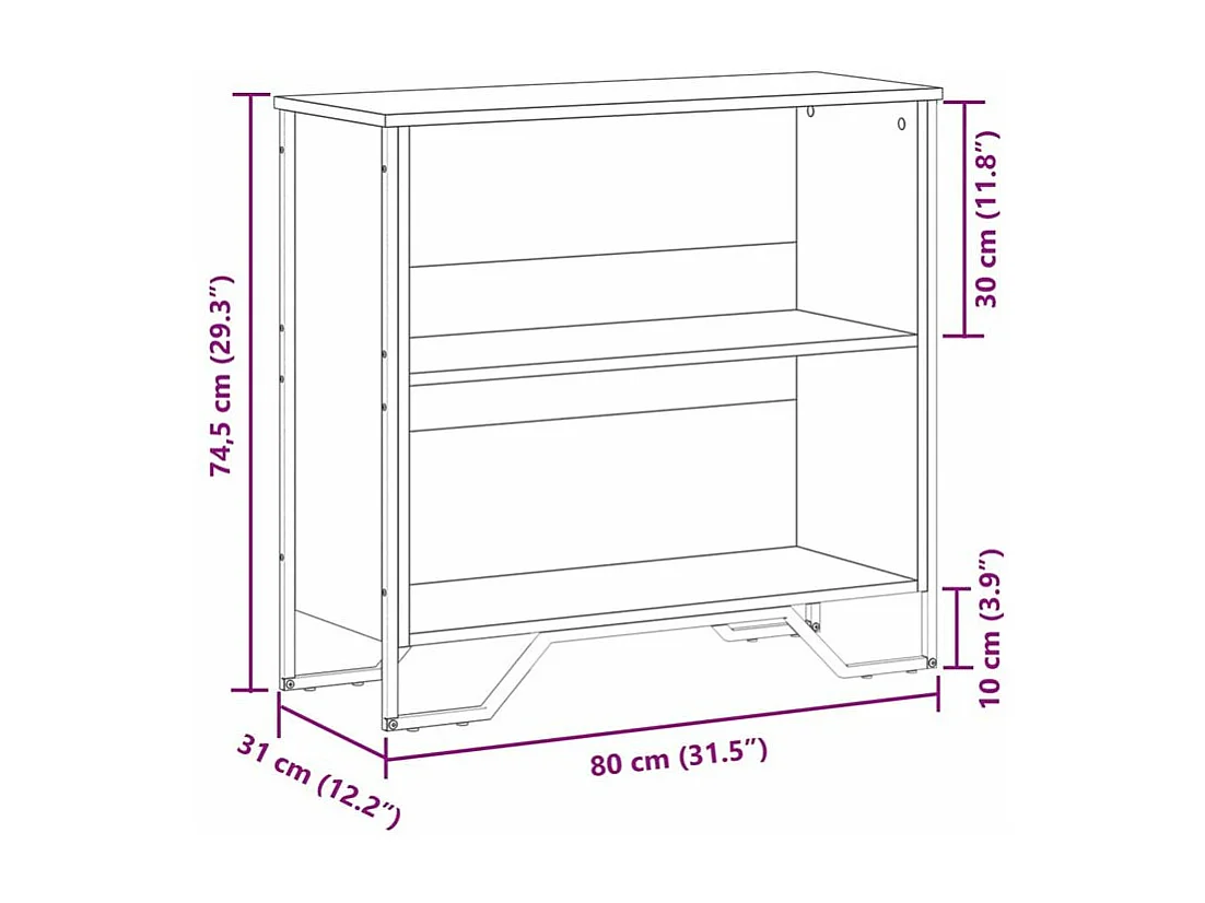 Bibliothèque noir 80x31x74,5 bois d'ingénierie
