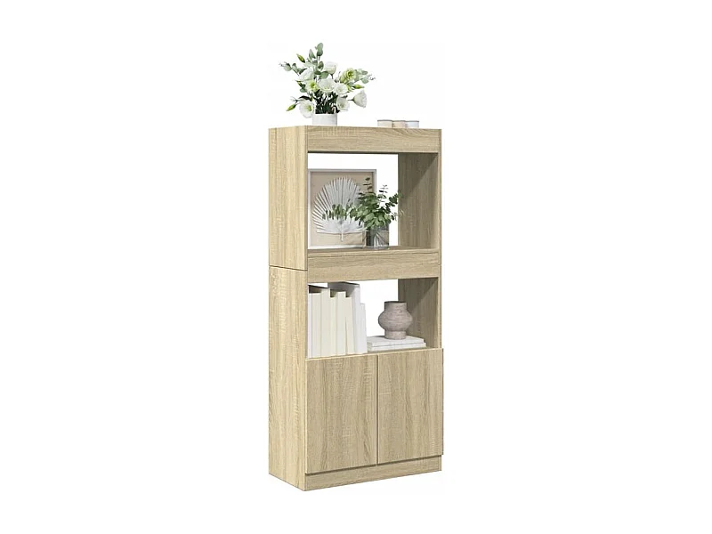 Buffet haut chêne sonoma 63x33x140 bois d'ingénierie