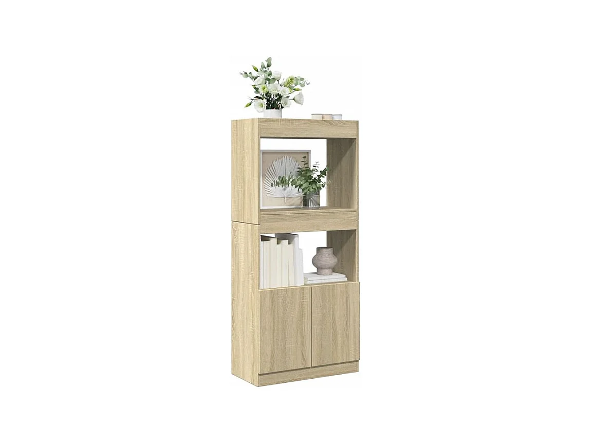 Buffet haut chêne sonoma 63x33x140 bois d'ingénierie