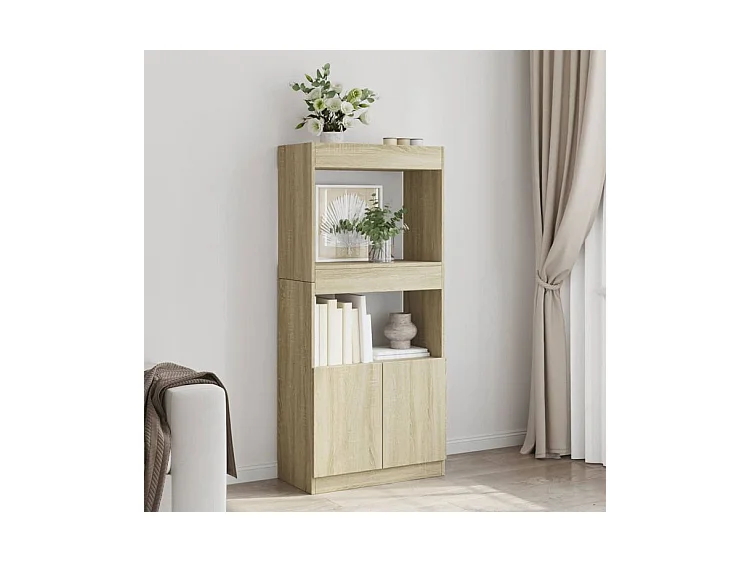 Buffet haut chêne sonoma 63x33x140 bois d'ingénierie