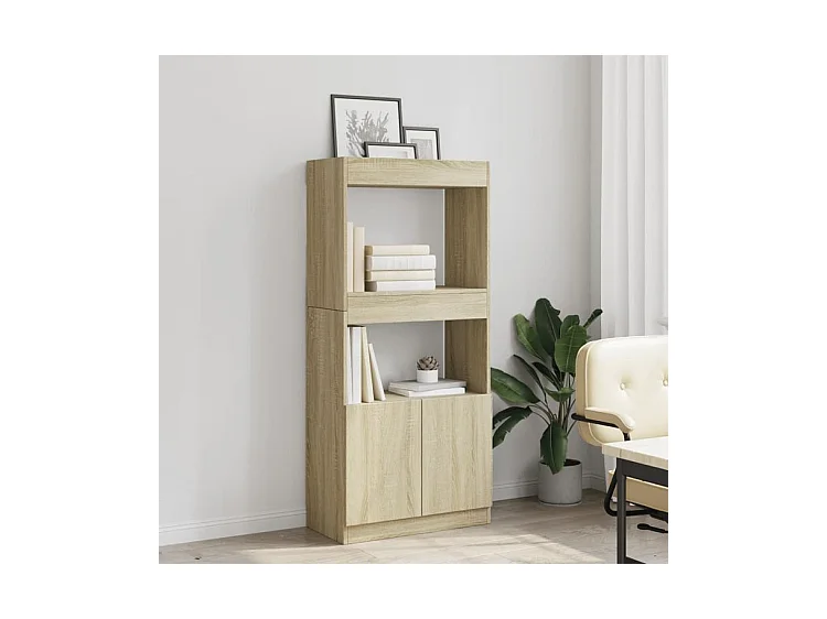 Buffet haut chêne sonoma 63x33x140 bois d'ingénierie