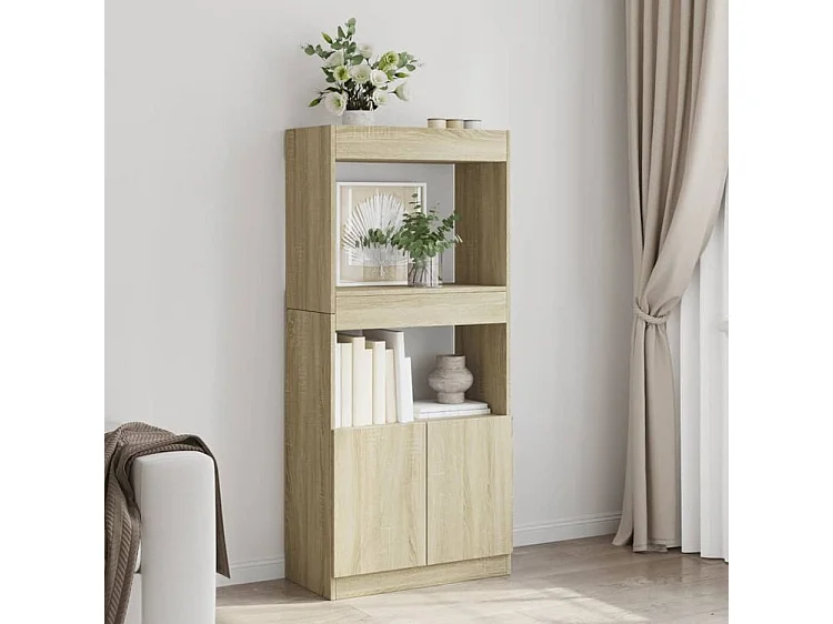Buffet haut chêne sonoma 63x33x140 bois d'ingénierie