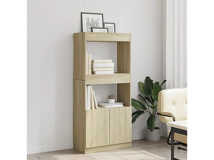 Buffet haut chêne sonoma 63x33x140 bois d'ingénierie