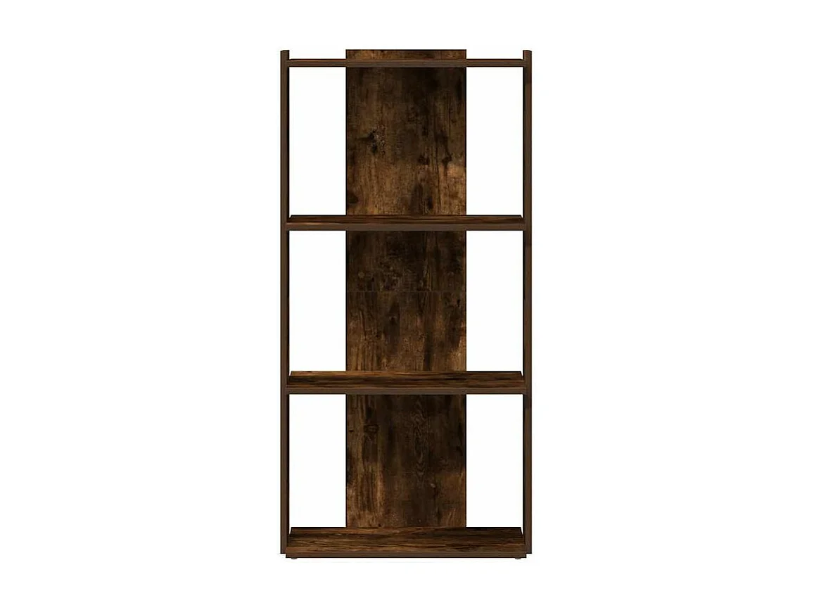 Bibliothèque 3 niveaux chêne fumé 60x30x120 bois d'ingénierie