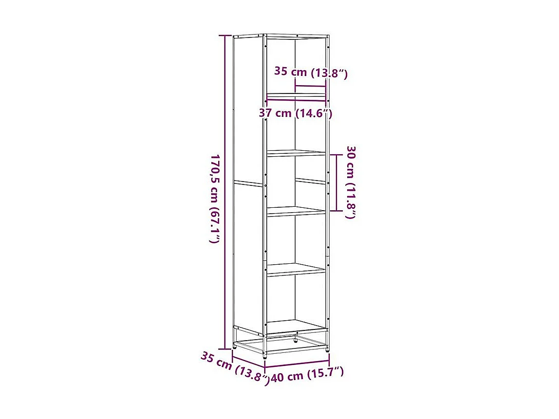 Bibliothèque chêne sonoma 40x35x170,5 bois d'ingénierie