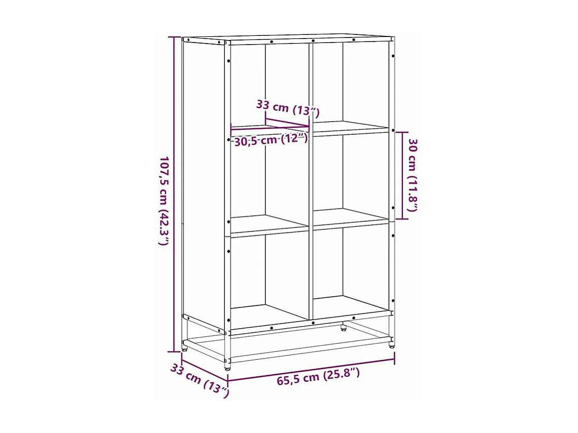 Bibliothèque sonoma gris 65,5x33x107,5 bois d'ingénierie