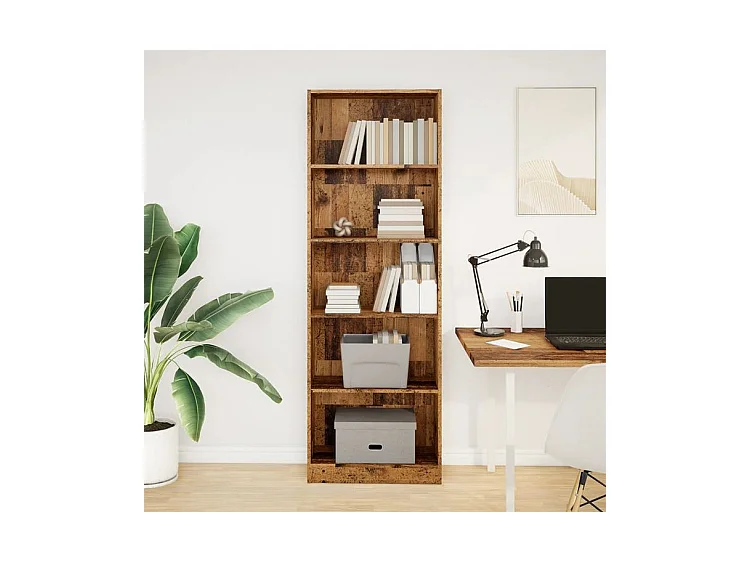 Bibliothèque vieux bois 60x24x176 bois d'ingénierie