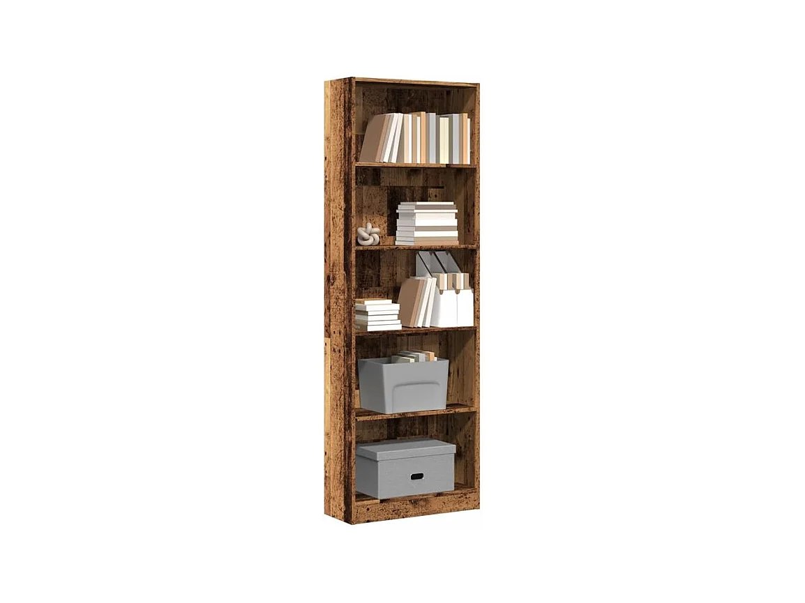 Bibliothèque vieux bois 60x24x176 bois d'ingénierie