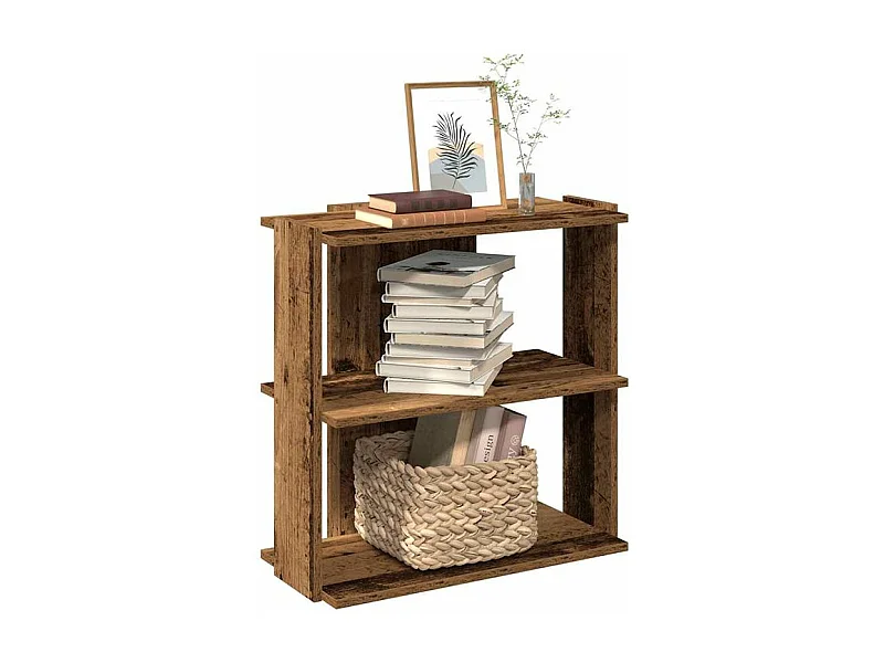 Bibliothèque à 3 niveaux vieux bois 60x30x60 bois ingénierie