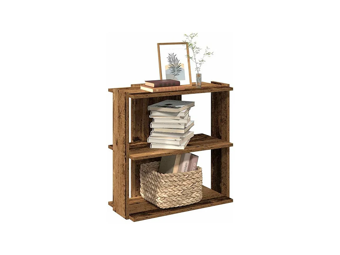Bibliothèque à 3 niveaux vieux bois 60x30x60 bois ingénierie
