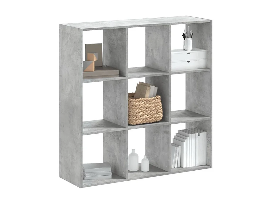 Bibliothèque gris béton 102x32x102 bois d'ingénierie