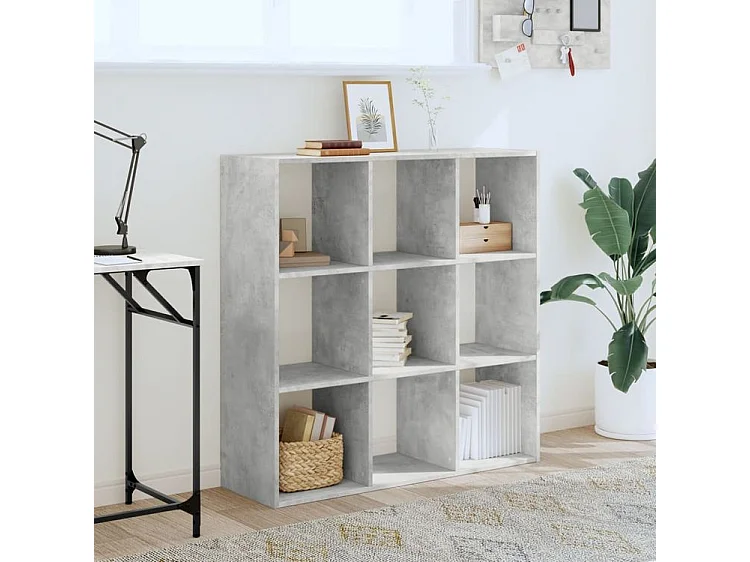 Bibliothèque gris béton 102x32x102 bois d'ingénierie