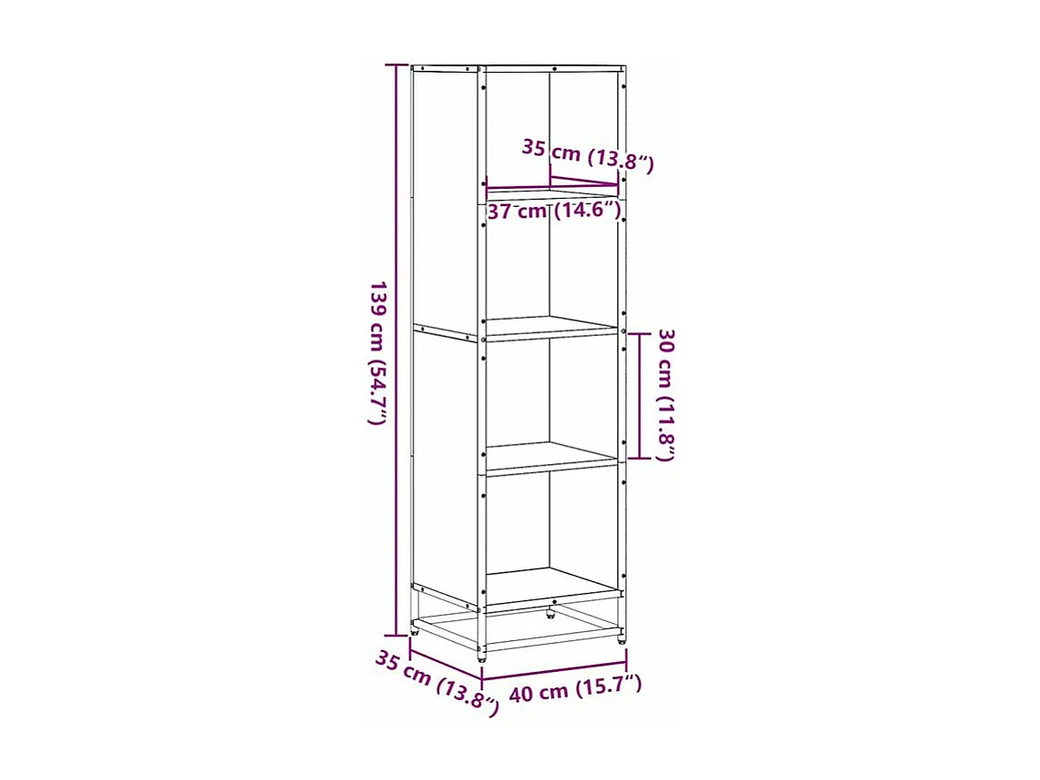 Bibliothèque chêne marron 40x35x139 bois d'ingénierie