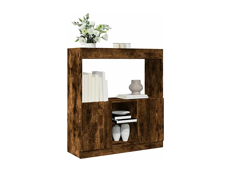 Buffet haut chêne fumé 92x33x100 bois d'ingénierie