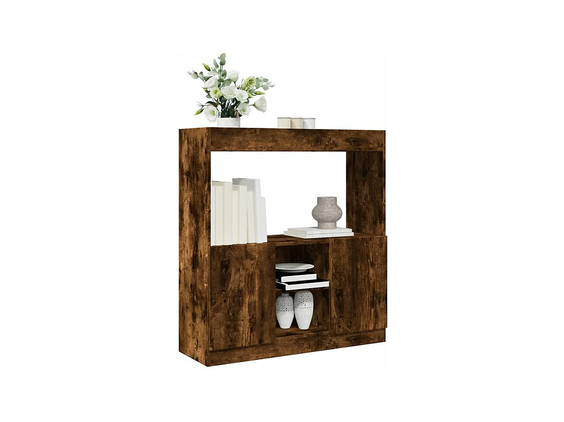 Buffet haut chêne fumé 92x33x100 bois d'ingénierie