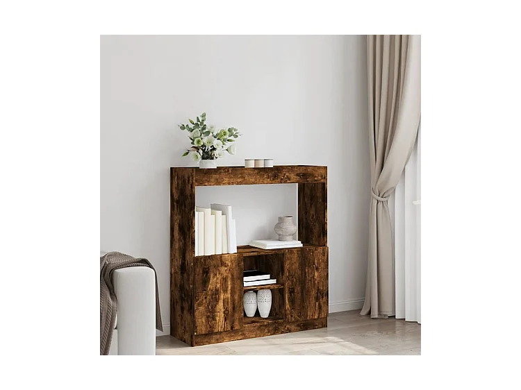 Buffet haut chêne fumé 92x33x100 bois d'ingénierie