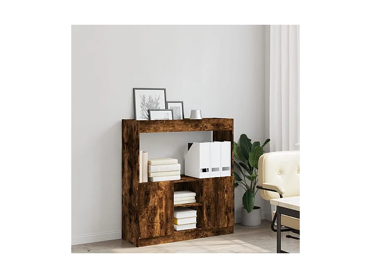 Buffet haut chêne fumé 92x33x100 bois d'ingénierie