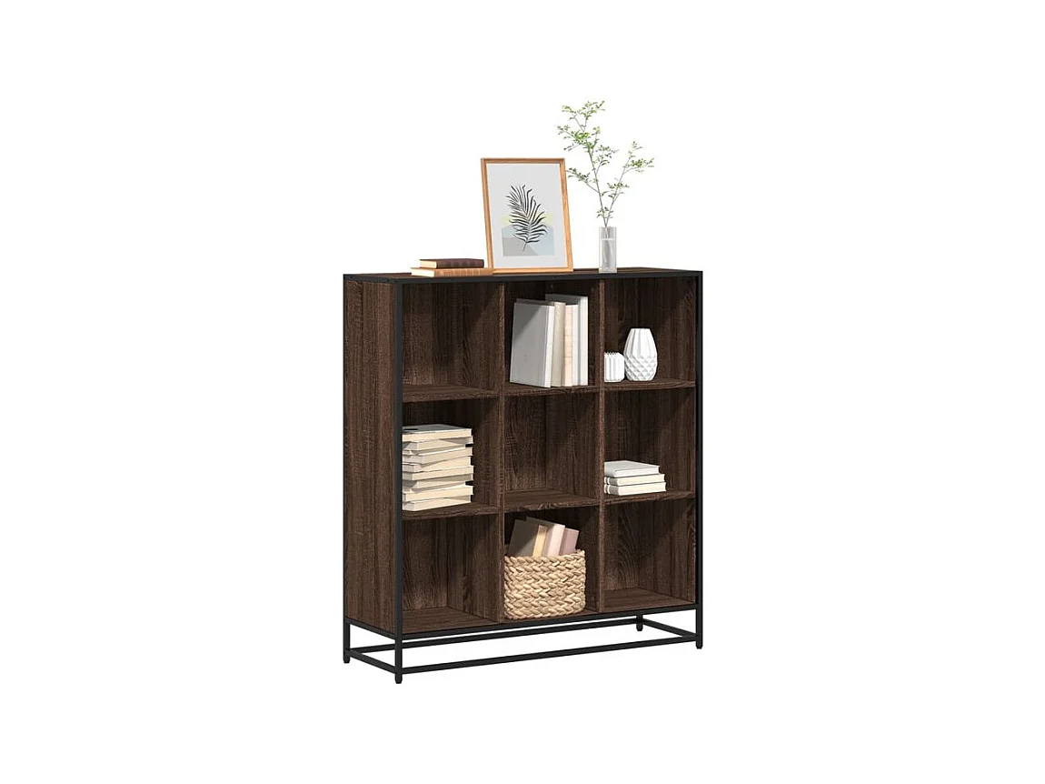 Bibliothèque chêne marron 97,5x33x107,5 bois ingénierie métal