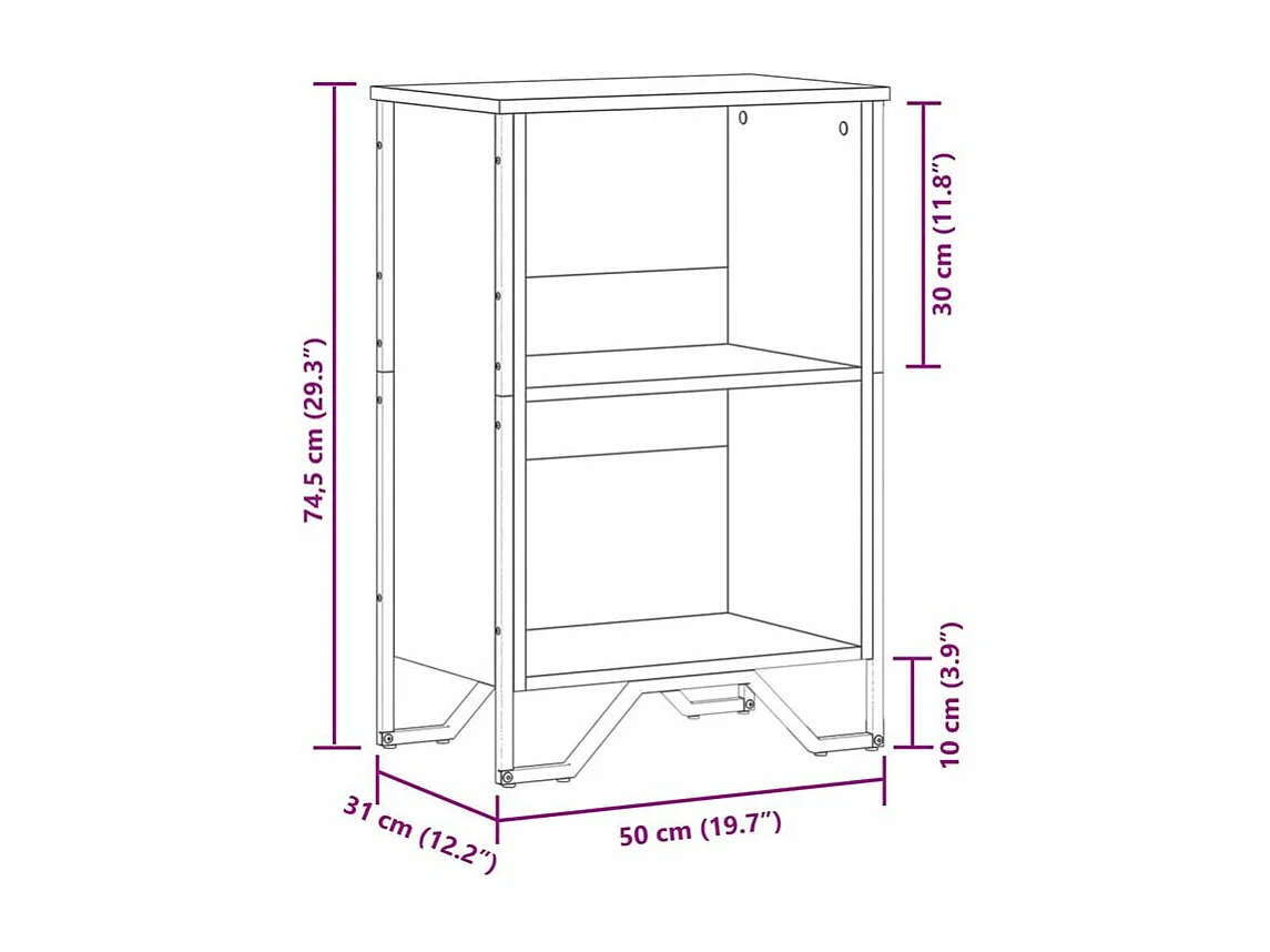 Bibliothèque chêne sonoma 50x31x74,5 bois d'ingénierie
