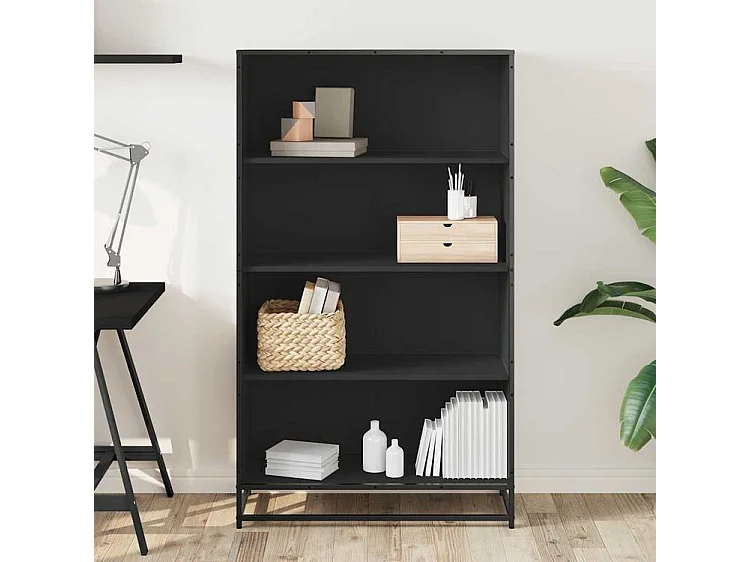 Bibliothèque noir 80,5x35x139 bois d'ingénierie