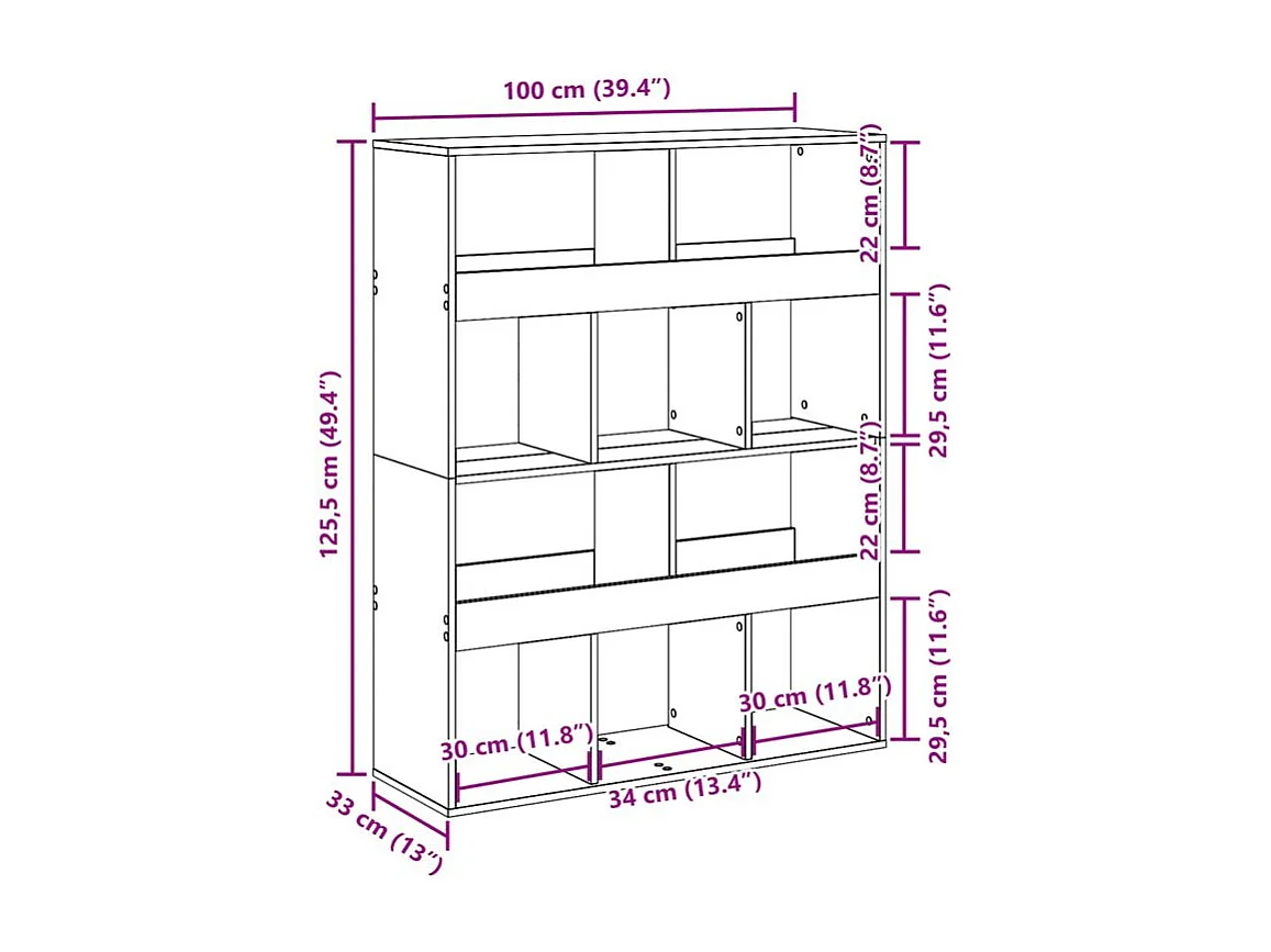 Bibliothèque blanc 100x33x125,5 bois d'ingénierie