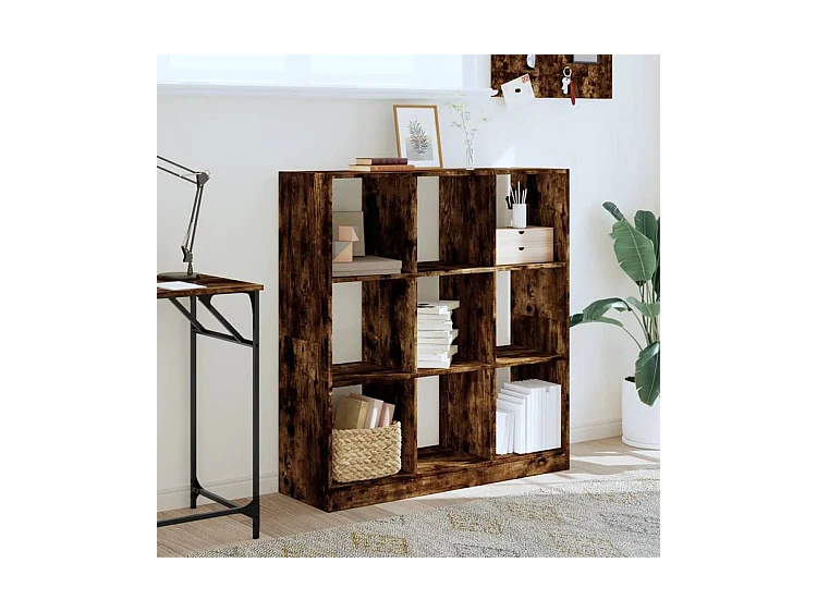 Bibliothèque chêne fumé 102x32x108 bois d'ingénierie