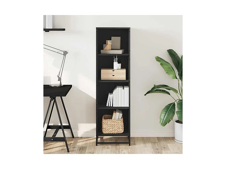 Bibliothèque noir 40x35x139 bois d'ingénierie