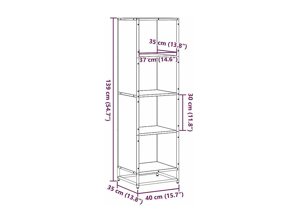 Bibliothèque noir 40x35x139 bois d'ingénierie