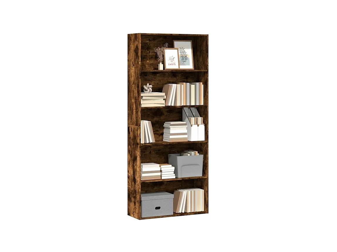 Bibliothèque 5 niveaux en bois Klazo L80xH189xP30 - Style Classique-Couleur Marron fumé