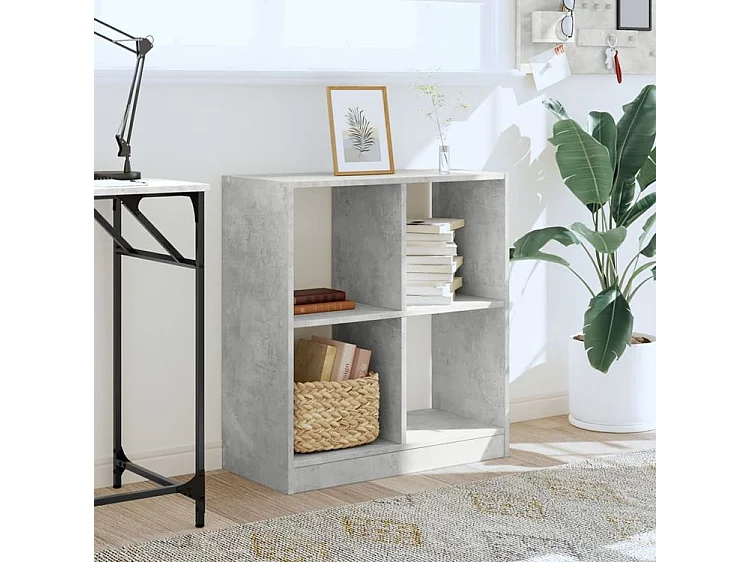 Bibliothèque gris béton 68,5x32x75 bois d'ingénierie