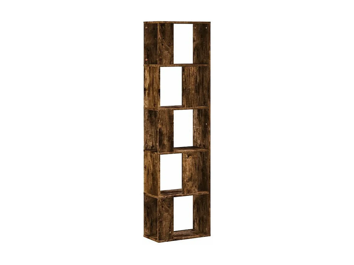 Bibliothèque 5 niveaux chêne fumé bois d'ingénierie