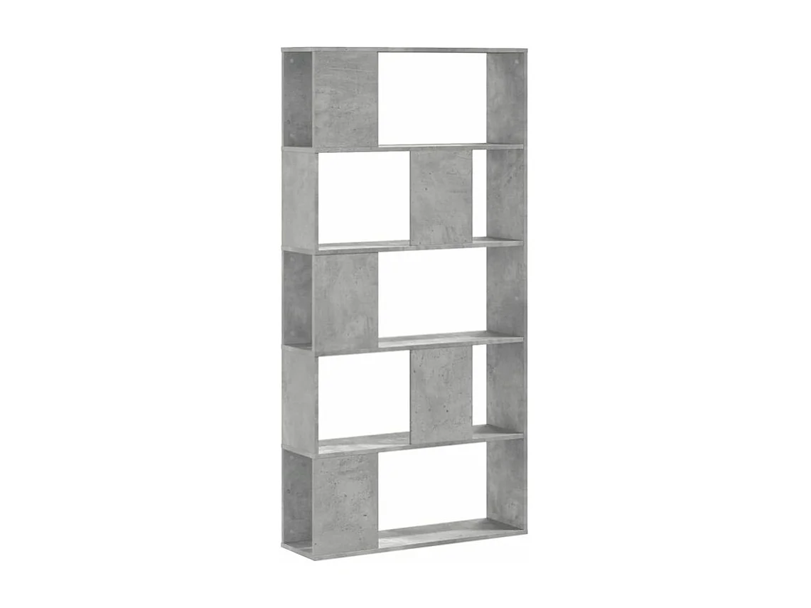 Bibliothèque 5 niveaux gris béton bois d'ingénierie