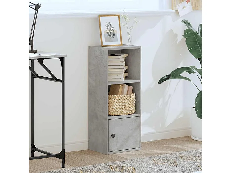 Bibliothèque gris béton 31x24x77 bois d'ingénierie