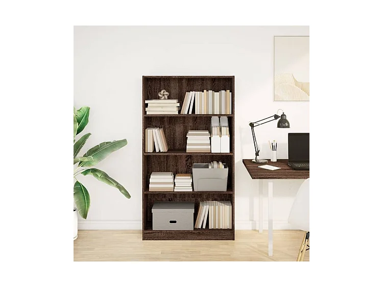 Bibliothèque chêne marron 80x24x143 bois d'ingénierie